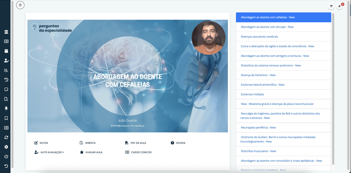Ecrã com vídeo-aula da plataforma PE